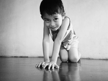 Portrait of cute boy at home