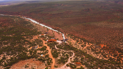 Aerial photo of newly opened skywalk attraction in kalbarri national park in western australia.