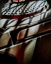 High angle view of leather on bed