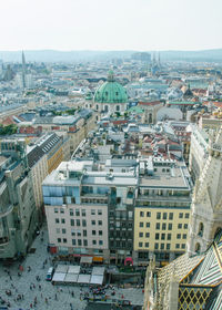 High angle view of buildings in city