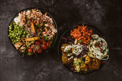 High angle view of food on table