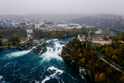 High angle view of buildings in city