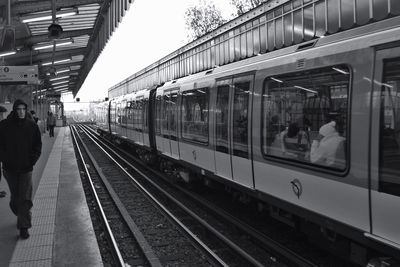 Train at railroad station platform