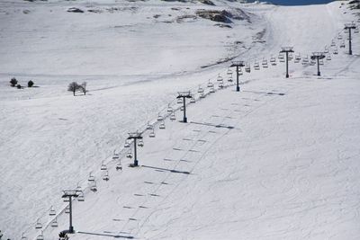 View of ski lift in snow