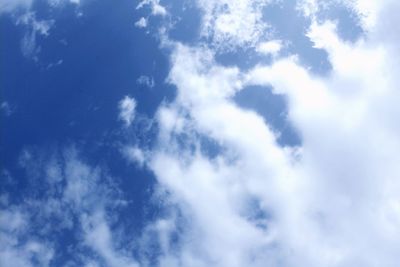 Low angle view of clouds in blue sky