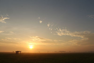 Scenic view of field against sky during sunset