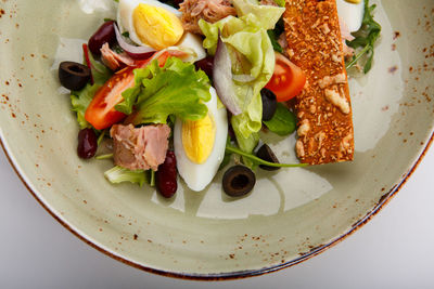 High angle view of meal served in plate