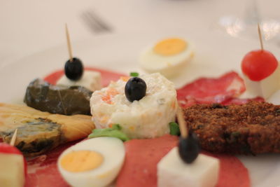 Close-up of served food in plate