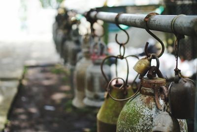 Bells hanging in row