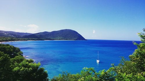 Scenic view of sea against clear sky