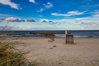 Scenic view of beach against sky