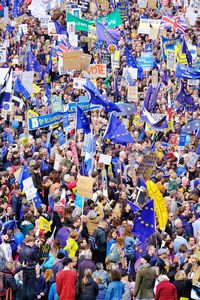 High angle view of people on street