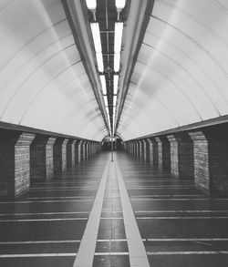 Low angle view of illuminated subway station