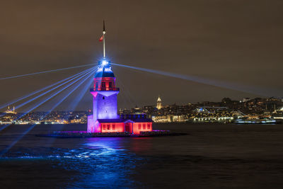 Illuminated city at night