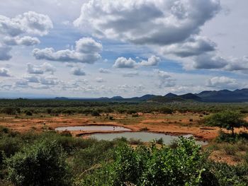 Scenic view of lake against sky