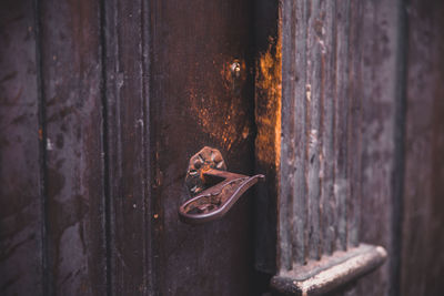 Close-up of rusty metal door