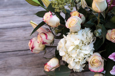 Close-up high angle view of flower bouquet