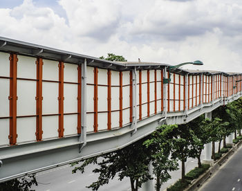 Built structure by bridge against sky