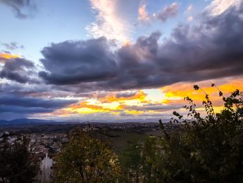 Scenic view of dramatic sky during sunset