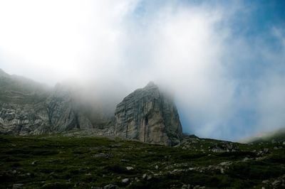 View of mountain against cloudy sky