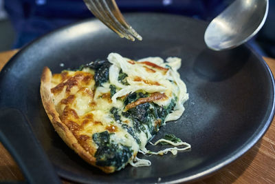 High angle view of food in plate