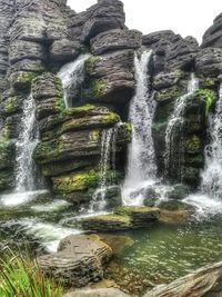 View of waterfall in forest