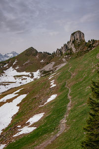 Scenic view of rocky mountains against sky