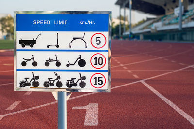 The speed limit symbol for each type of vehicle