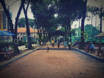 People in park against sky