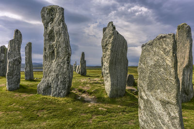 Panoramic view of cemetery against sky