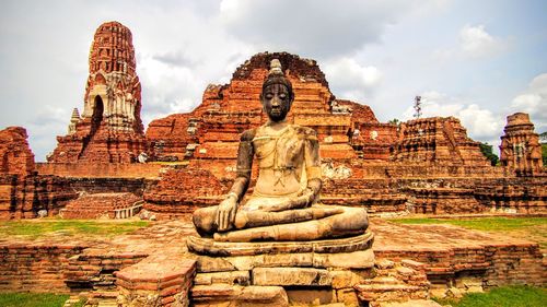 Low angle view of temple against sky