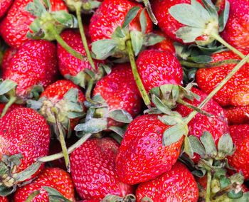 Full frame shot of strawberries in market