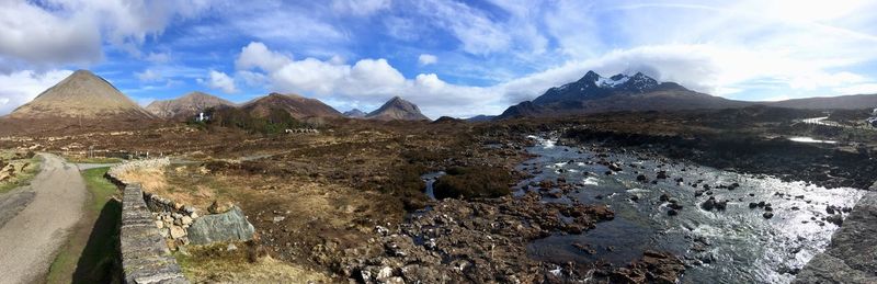 Panoramic view of mountains against sky