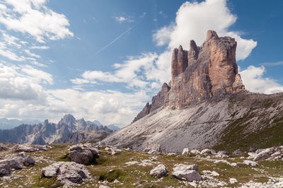 Panoramic view of rock formations against sky