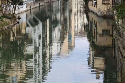 Reflection of built structures in water