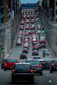 High angle view of traffic on city street