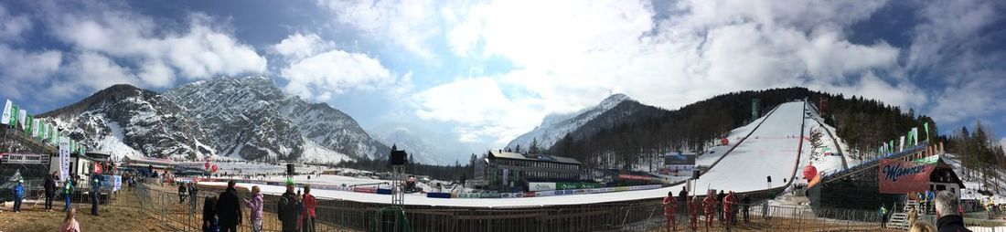 Clouds over mountain range