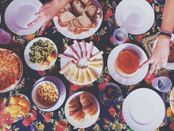 High angle view of food on table