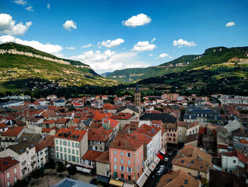 High angle shot of townscape