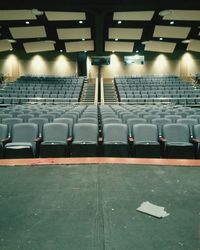 View of empty seats in subway station