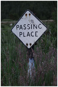 Close-up of information sign