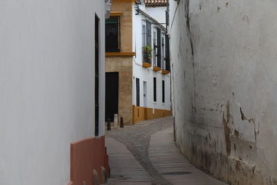 Empty alley amidst buildings in city