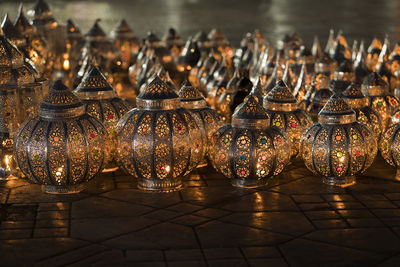 Close-up of firework display on table