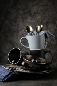 Close-up of coffee cup on table