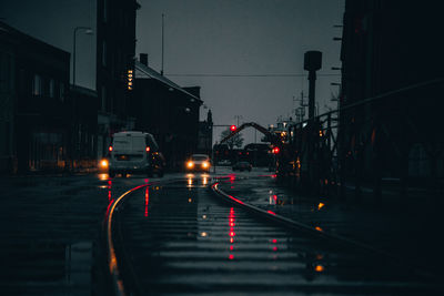 View of city street at night