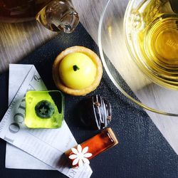 High angle view of food in tray