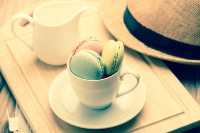 Close-up of coffee cup on table