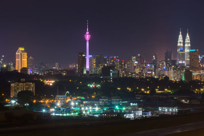 City lit up at night