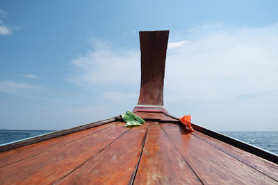 Low angle view of boat sea and sky