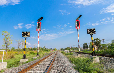 View of railroad tracks against sky